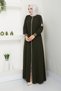 Hijab Clothing Ferace Cream Color Ribbed Sleeves Ribbed Cuffs Ribbed Khaki Green - 7