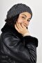 قبعة شتوية نسائية محبوكة بطبقة مزدوجة من أنثراسايت - 3