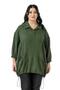 Plus Size Three Quarter Sleeve Pocket Detail Skirt Stopper Gathered Khaki Blouse
