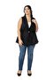 Plus Size Elastic Waist Detail Skirt Balloon Cut Button Lined Black Vest