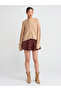 60276 V-Neck Buttoned Boucle Knitwear Cardigan-Beige - 3