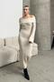 Rochie lungă din tricot cu decolteu barcă BEJ 9264-E - 3