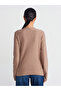 10685 High-Neck Sequined Thin Knit Sweater-Mink - 2