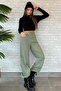 Khaki Back Buckle Women's Gabardine Trousers