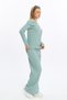 Women's Mint Green Color Wide Report Hooded Fabric Madonna Collar Bottom-Top Suit My Madonnatak - 5