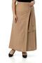 Large Size Front Slit Ornamental Lacing Detail Bag Pocket Mink Midi Skirt - 3