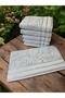 Set of 6 Çınar Embroidered Velvet Hand Towels 50X90Cm - Silver - 2
