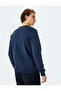 Crew Neck Cotton Blended Raster Slogan Embroidered Sweatshirt - 4