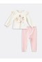 Crew Neck Long Sleeve Printed Baby Girl Blouse and Leggings 2 Pieces Set