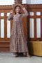 Hijab Vintage Coffee Floral Layered Dress (Without Collar) - 5