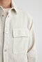 Relax Fit Polo Collar Snap Closure Pocketed Long Sleeve Shirt Jacket A5329Ax23Au - 5