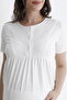 Lace Detailed Front Buttoned Maternity and Maternity Sleepwear Set with Dressing Gown - 5