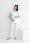 Lace Detailed Front Buttoned Maternity and Maternity Sleepwear Set with Dressing Gown - 6