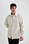 Relax Fit Polo Collar Snap Closure Pocketed Long Sleeve Shirt Jacket A5329Ax23Au - 4
