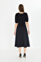 Women's Back Zippered Watermelon Sleeve Midi Length Crepe Dress - 8
