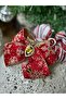 Design French Ribbon Large Glitter Stone Snowflake Pattern Bow Automatic Buckle Red Velvet - 3