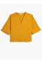 Crop Blouse V-Neck Short Sleeve - 6
