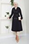 Cotton Bondit Fabric Trench Coat / M0105 - Black - 3