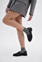 Women's black low heel everyday loafer shoes