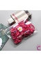 Set of 20 Flexible Girls' Rubber Hair Clips, Burgundy Floral Ribbon Bow Figure Elastic Hair Clips