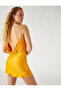 Satin Mini Evening Dress with Strap Detail - 2