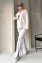 Women's Ribbed Neck Zippered Leg Slit Front Zippered Knitwear Set - 3