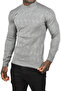 Men's Gray Slim Fit Half Turtleneck Patterned Knitwear Half Throat Sweater 2505505 - 2