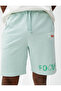 Slogan Printed Shorts with Lace Waist Slim Fit Pocket Detail - 5