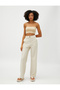 Wide Leg Fabric Trousers High Waist - 2