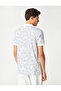 Polo Neck T-Shirt Floral Buttoned Short Sleeve Slim Fit - 4