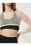 Long Sleeve Crew Neck Crop Crochet T-Shirt - 5