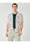 Summer Shirt Short Sleeve Floral Printed Shirt Turn-down Collar Cotton - 3