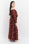 Women Floral Pattern Belted Maxi Dress, Multicolor - 3