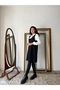 Short Black Loose Fit Cashmere Square Neck Vest Dress - 3