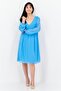 Women Textured Shift Dress, Blue - 4