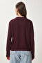 Crew Neck Basic Knitwear Sweater Bordo Lus0062 - 5