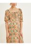 Midi Dress Viscose Square Neck Balloon Sleeve Slit - 5