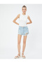 Mini Denim Shorts with Ripped Pocket Detail Regular Waist - 2