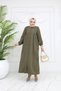 Khaki Hijab Cap Ferace - with Button Detail and Robe - 6
