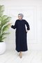 Navy Blue Hijab Cap Ferace - with Button Detail and Robe - 5