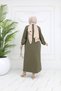 Khaki Hijab Cap Ferace - with Button Detail and Robe - 4