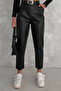 Leather Trousers with Carottain Belt-Black - 5