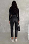 Leather Trousers with Carottain Belt-Black - 2