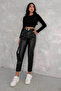 Leather Trousers with Carottain Belt-Black - 6