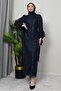Dicle Modest Dress Navy Blue - 5
