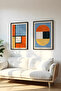 Wooden Black Framed 2 Piece Set Painting Huhu15 - Double Painting Set Black Frame