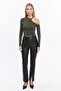 Women's Khaki Shoulder Detailed Crop Blouse - 4