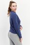 Women Crew Neck Embroidered Logo Knitted Sweater, Faded Blue - 4