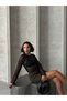 Women's Black Button Detailed Side Zippered Skirt - 3