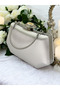 Silver Grey Lame Color Silver Crystal Stone Elegant Design Evening Dress Bag with Metal Handle